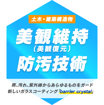 雨、汚れ、紫外線からあらゆるものをガード新しいガラスコーティング「barrier crystal」